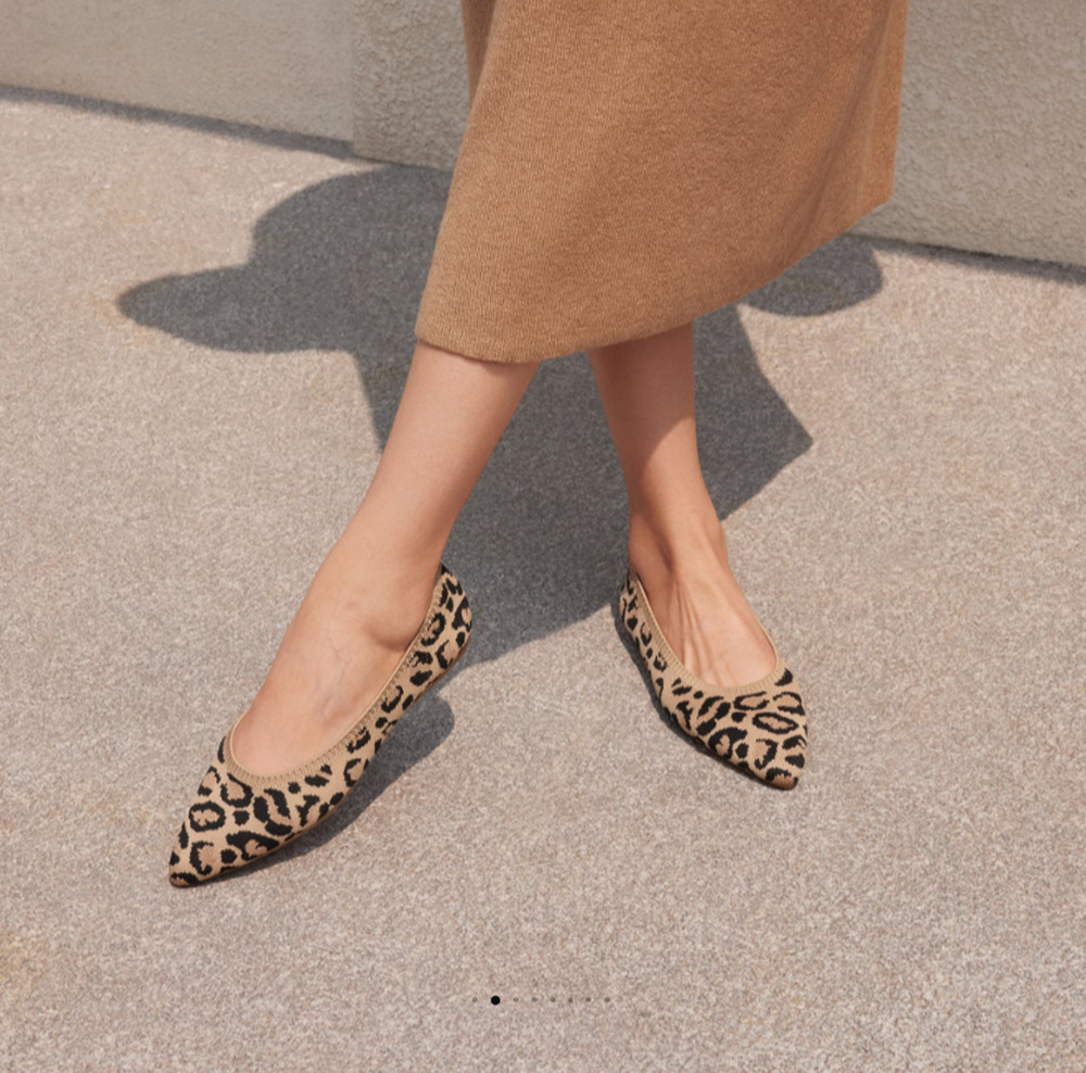 VIVAIA Aria 5 Leopard Print Pointed Toe Ballet Flats Sz EU 41 US 10 Comfort Knit